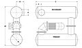 Dimensional Drawing for Model LPC Series Critical Grade Tandem Engine Exhaust Silencers