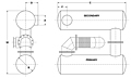 Dimensional Drawing for Model LPH Series Hospital Grade Tandem Engine Exhaust Silencers